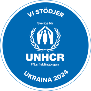 Bild med texten: 'Vi stödjer Ukraina 2024. UNHCR'